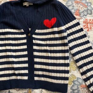 Loft striped cardigan with heart size M